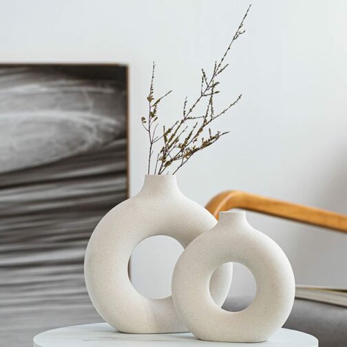 Vases design en céramique blanc