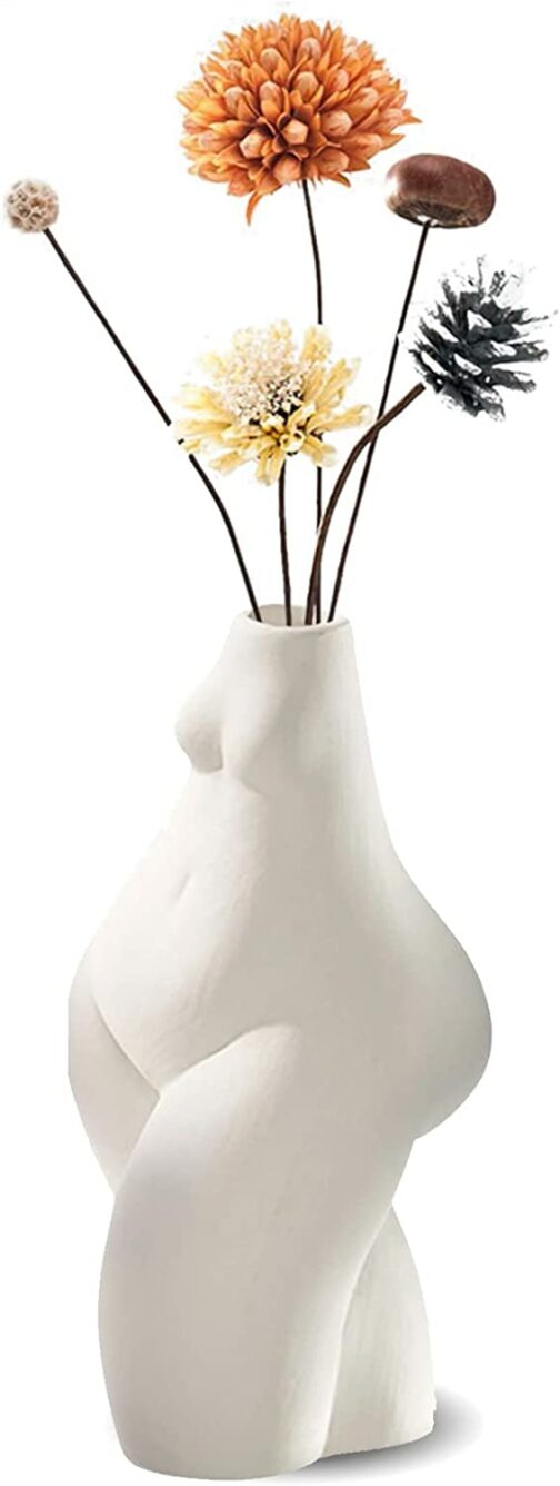 Vase ceramique blanc corps femme